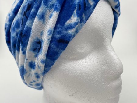 Blue Tie Dye Slouchy Headband on Sale