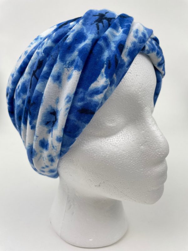 Blue Tie Dye Slouchy Headband on Sale