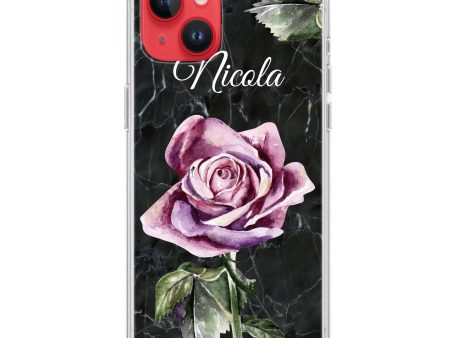 Black Marble Rose iPhone 13 MagSafe Compatible Ultra Clear Case Cheap