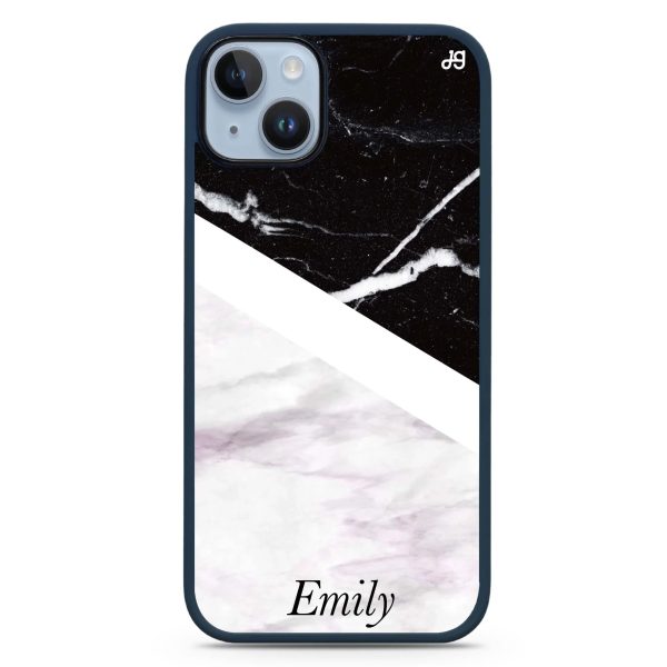 Black & White Marble iPhone 13 Impact Guard Bumper Case For Discount