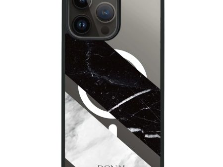 B & W Marble iPhone 14 Pro Max MagSafe Compatible Impact Guard Bumper Case For Cheap