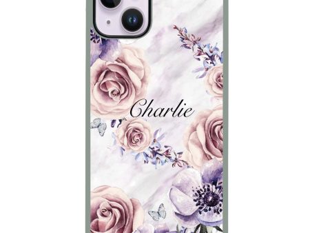 White Marble & Flower iPhone 14 Plus Impact Guard Bumper Case Cheap