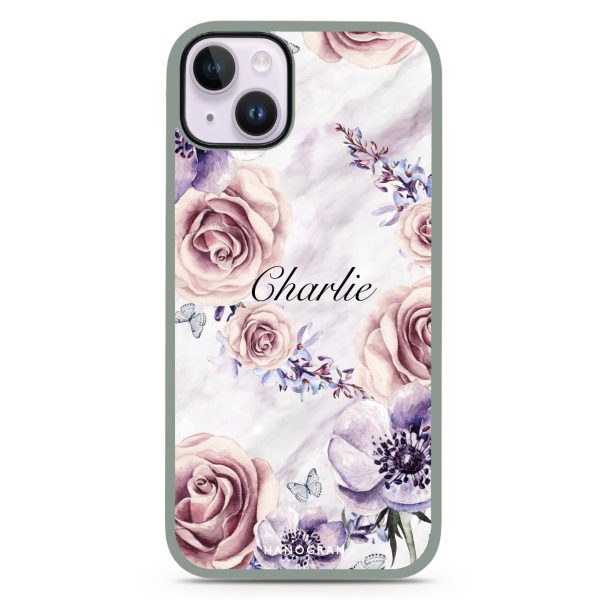 White Marble & Flower iPhone 14 Plus Impact Guard Bumper Case Cheap