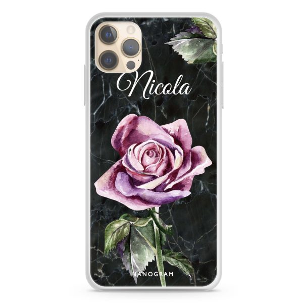 Black Marble Rose iPhone 12 Pro Ultra Clear Case Online Sale