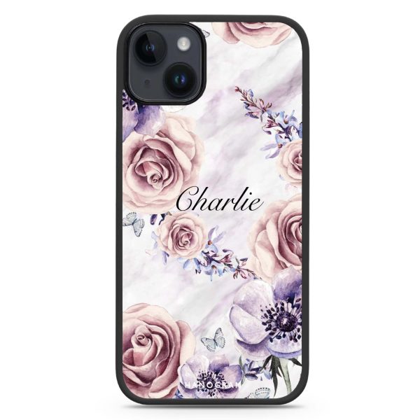 White Marble & Flower iPhone 14 Plus Impact Guard Bumper Case Cheap