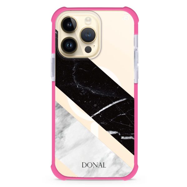 B & W Marble iPhone 14 Pro MagSafe Compatible Ultra Shockproof Case Discount