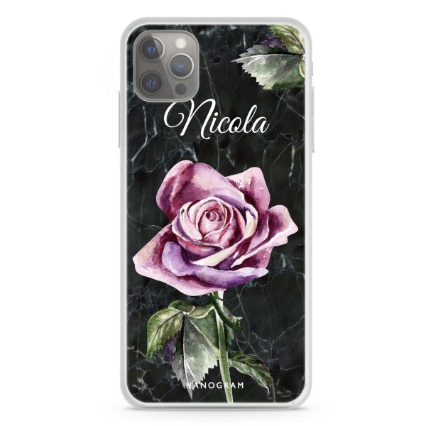 Black Marble Rose iPhone 12 Pro Ultra Clear Case Online Sale